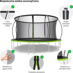 Trampolina ogrodowa Zipro Jump Pro Premium z siatką wewnętrzną 14FT 435cm + Mata Celnościowa 5