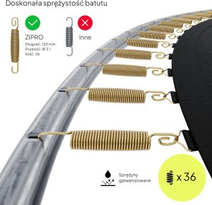 Trampolina ogrodowa Zipro Jump Pro z siatką wewnętrzną 6FT 183cm + Mata Celnościowa 7