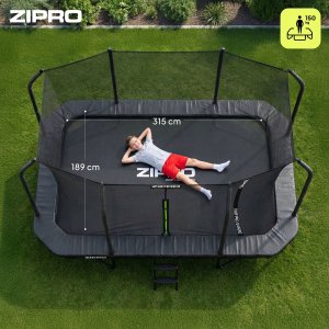 Trampolina ogrodowa Zipro Jump Pro Quadro z siatką wewnętrzną 366 x 244 cm + Mata Celnościowa 4