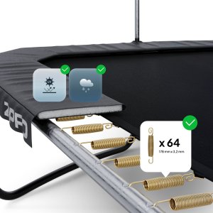 Trampolina ogrodowa Zipro Jump Pro Quadro z siatką wewnętrzną 366 x 244 cm + Mata Celnościowa 8