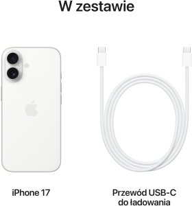Smartfon Apple iPhone 17 8/256GB Biały (MG6K4HX-A) + FlexibleGlass 8