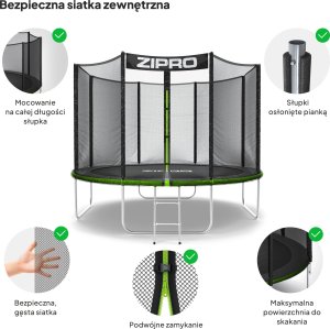 Trampolina ogrodowa Zipro Jump Pro z siatką zewnętrzną 10FT 312cm + Butelka Termiczna 5