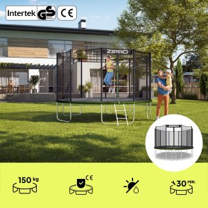 Trampolina ogrodowa Zipro Jump Pro z siatką zewnętrzną 12FT 374cm + Butelka Termiczna 3