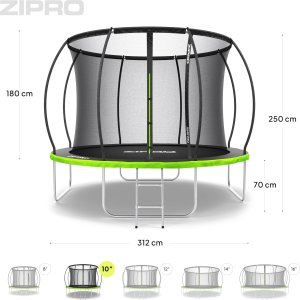 Trampolina ogrodowa Zipro Jump Pro Premium z siatką wewnętrzną 10FT 312cm + Butelka Termiczna 10