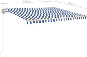 vidaXL Automatycznie zwijana markiza, 400 x 350 cm, niebiesko-biała 8