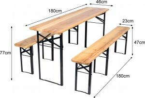 TM Meble ogrodowe drewniane składane zestaw piwny 180cm 6