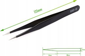 Techrebal Pęseta 135mm prosta ESD-12 2