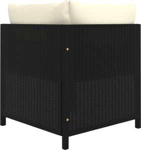 vidaXL Narożna sofa modułowa z poduszką, polirattan, czarna 4