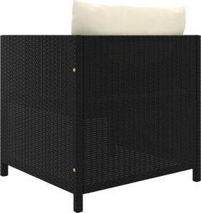vidaXL Fotel ogrodowy z poduszkami, rattan PE, czarny 4