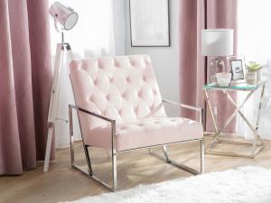 Shumee Fotel welurowy różowy HARSTAD 2