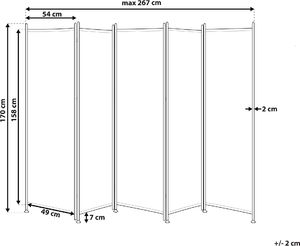 Shumee 5-panelowy parawan pokojowy 270 x 170 cm czarny NARNI 7