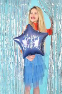Party Deco Balon foliowy Happy Birthday, 40cm, granat 2