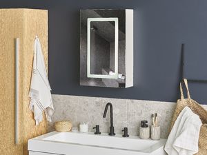 Shumee Szafka łazienkowa wisząca z lustrem LED 40 x 60 cm biała CONDOR 2
