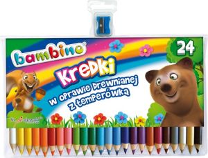 St. Majewski Kredki BAMBINO w oprawie drewnianej z temperówką, 24 kolory 2