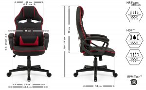 Fotel SENSE7 Knight materiałowy czarno-czerwony 7