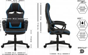 Fotel SENSE7 Knight materiałowy czarno-niebieski 7