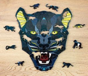 EcoWoodArt EWA Drewniane Puzzle 3D Klocki Układanka Pantera 2
