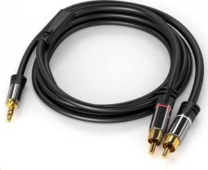 Kabel PremiumCord Jack 3.5mm - RCA (Cinch) x2 3m czarny (kjqcin3) 3