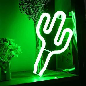 Lampa stołowa Aptel ZD79 LAMPA NEONOWA LED ŚCIENNA USB KAKTUS ZIELONA 6