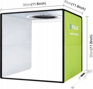 Zestaw studyjny Puluz Puluz Namiot Bezcieniowy Led 30x30 30cm + Tła 10w 2