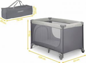 Ricokids Łóżeczko turystyczne + materac + torba 125 x 65 x 78 cm RK-240 jasno szare 11
