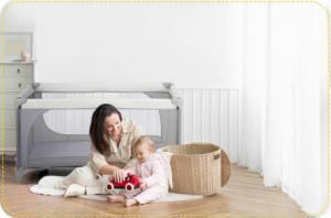 Ricokids Łóżeczko turystyczne + materac + torba 125 x 65 x 78 cm RK-240 jasno szare 6