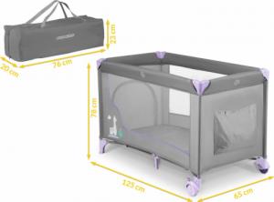 Ricokids Łóżeczko turystyczne + materac + torba 125 x 65 x 78 cm RK-240 szaro-lawendowe 13