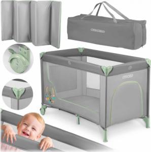Ricokids Łóżeczko turystyczne + materac + torba 125 x 65 x 78 cm RK-240 szaro-miętowe 2