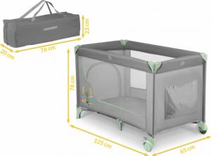 Ricokids Łóżeczko turystyczne + materac + torba 125 x 65 x 78 cm RK-240 szaro-miętowe 12