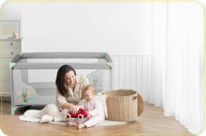 Ricokids Łóżeczko turystyczne + materac + torba 125 x 65 x 78 cm RK-240 szaro-miętowe 6
