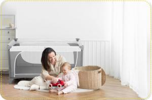 Ricokids Łóżeczko turystyczne + materac + torba 125x65x78cm RK-241 szare 12