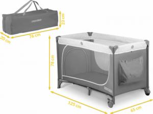 Ricokids Łóżeczko turystyczne + materac + torba 125x65x78cm RK-241 szare 17