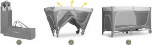 Ricokids Łóżeczko turystyczne + materac + torba 125x65x78cm RK-241 szare 3