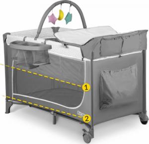 Ricokids Łóżeczko turystyczne + materac + torba 125x65x78cm RK-241 szare 5