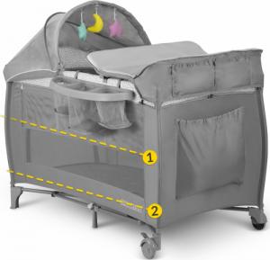 Ricokids Łóżeczko turystyczne + materac + torba 125x65x78cm RK-242 szare 13