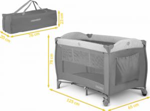 Ricokids Łóżeczko turystyczne + materac + torba 125x65x78cm RK-242 szare 15