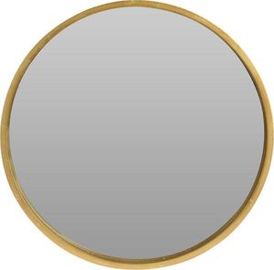 Lustro Vilde Lustro w złotej drewnianej ramie okrągłe ścienne złote łazienkowe do salonu 50 cm 2