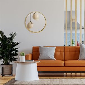 Lustro Vilde Lustro w złotej drewnianej ramie okrągłe ścienne złote łazienkowe do salonu 50 cm 5