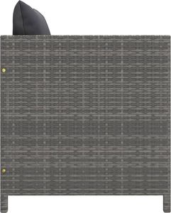 vidaXL Sofa ogrodowa z poduszkami, szara, polirattanowa 3