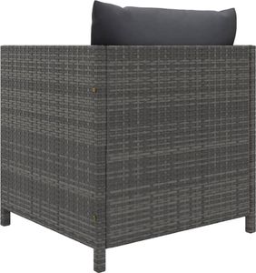 vidaXL Sofa ogrodowa z poduszkami, szara, polirattanowa 4