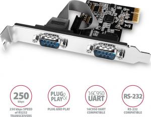 Kontroler Axagon PCIe 2.0 x1 - 2x Port szeregowy DB9 (PCEA-S2N) 3