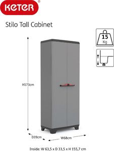 Szafa ogrodowa Keter Szafa Stilo z półkami, szaro-czarna, 173 cm 9