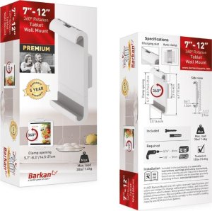 Uchwyt Barkan Uchwyt Ścienny na Tablet 7-12 Obrotowy 360 Biały 9