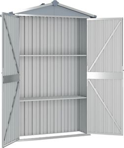 vidaXL Szopa ogrodowa, szara, 107,5x46x183 cm, stal galwanizowana 2