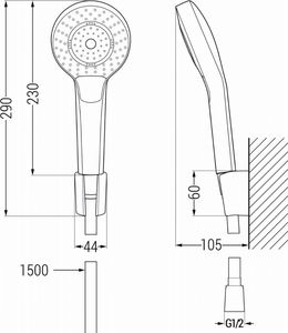 Mexen Mexen Sabre R05 bateria wannowa z zestawem prysznicowym, chrom - 7213R05-00 3