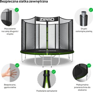 Trampolina ogrodowa Zipro Jump Pro z siatką zewnętrzną 8FT 252cm 5
