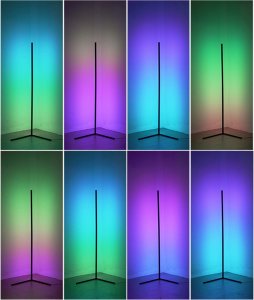 Mozos Mozos Stelaż do biurka czarny z elektryczną regulacją wysokości EDF-PRO-BK + Lampa podłogowa narożna LC-RGB LED biała 14