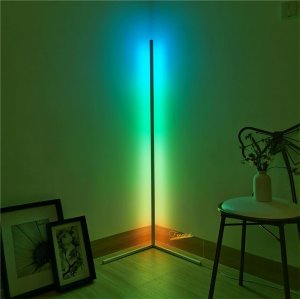 Mozos Mozos Stelaż do biurka czarny z elektryczną regulacją wysokości EDF-PRO-BK + Lampa podłogowa narożna LC-RGB LED czarna 29