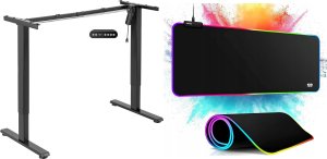 Mozos Mozos Stelaż do biurka czarny z elektryczną regulacją wysokości EDF-PRO-BK + PODŚWIETLANA PODKŁADKA 80x30CM 21