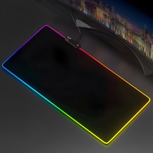 Mozos Mozos Stelaż do biurka czarny z elektryczną regulacją wysokości EDF-PRO-BK + PODŚWIETLANA PODKŁADKA 80x30CM 40